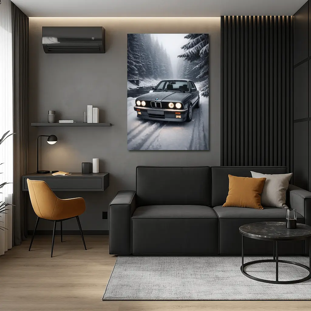 BMW E30 3 Series Snowy Forest Road – Wall Art