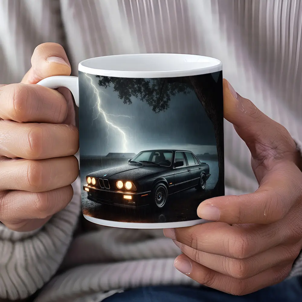 BMW E30 Parked In Stormy Night Rain – Mugs