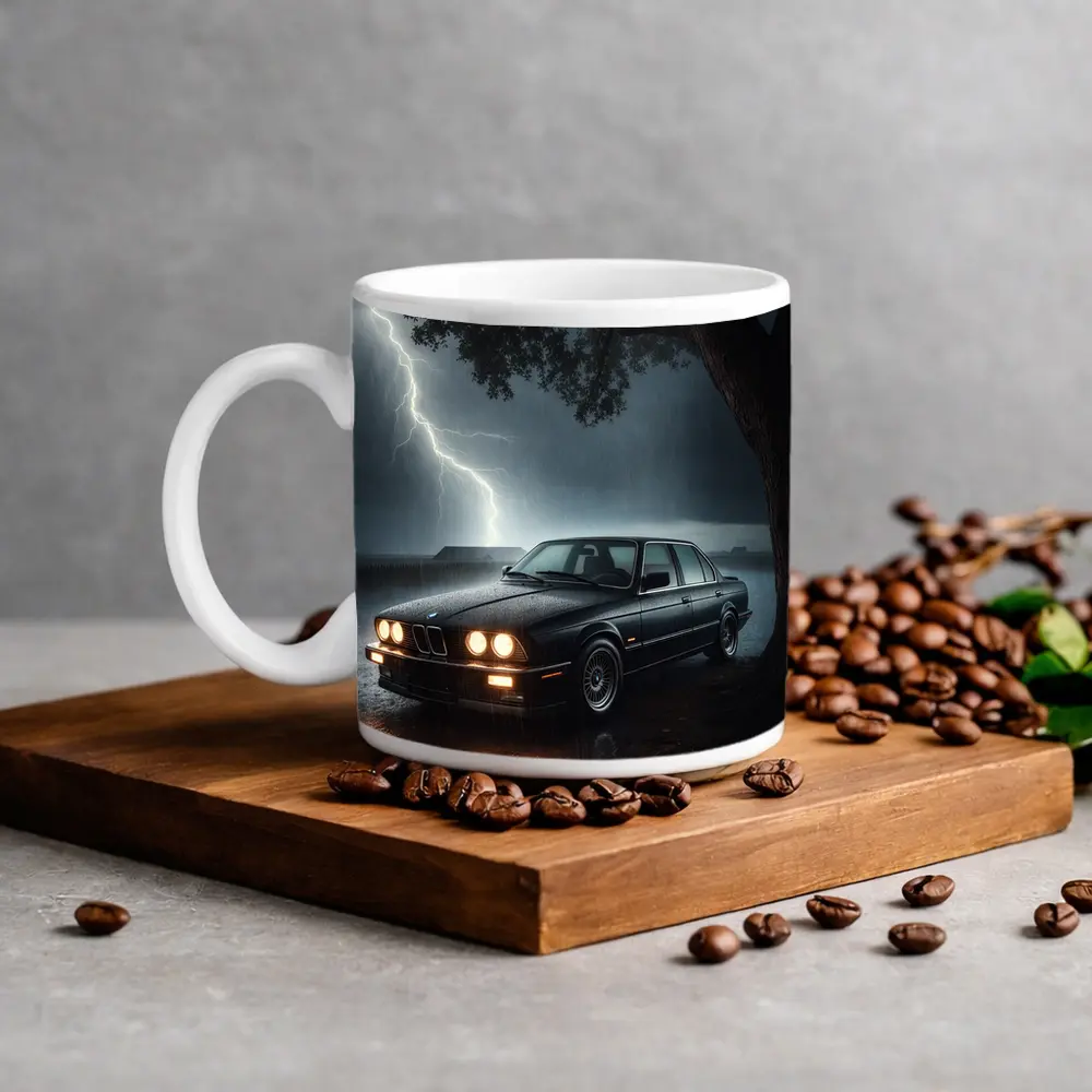 BMW E30 Parked In Stormy Night Rain – Mugs