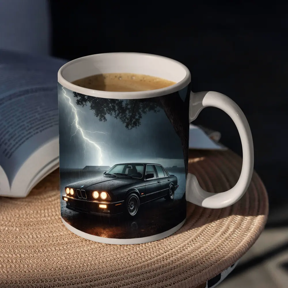 BMW E30 Parked In Stormy Night Rain – Mugs