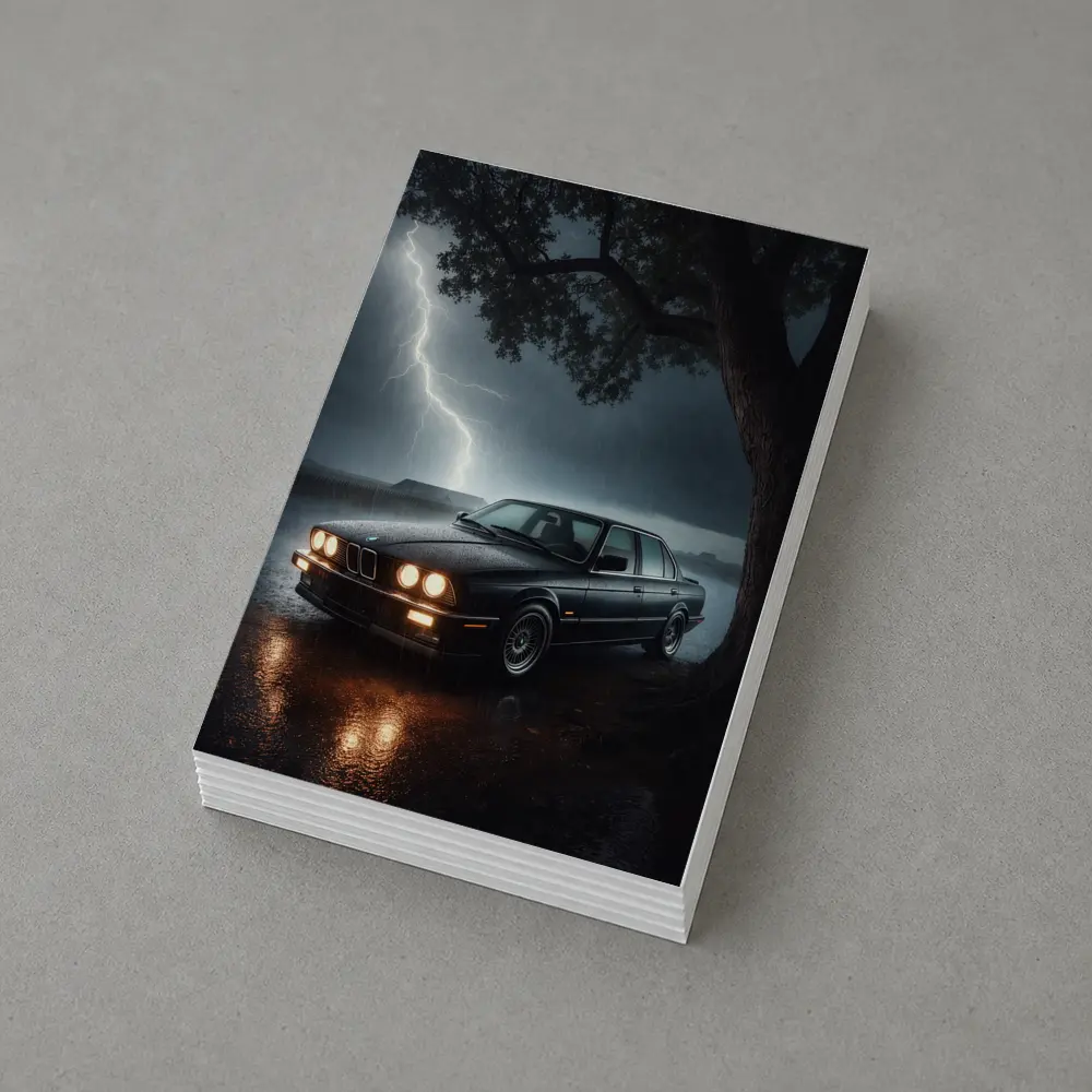 BMW E30 Parked In Stormy Night Rain – Postcards