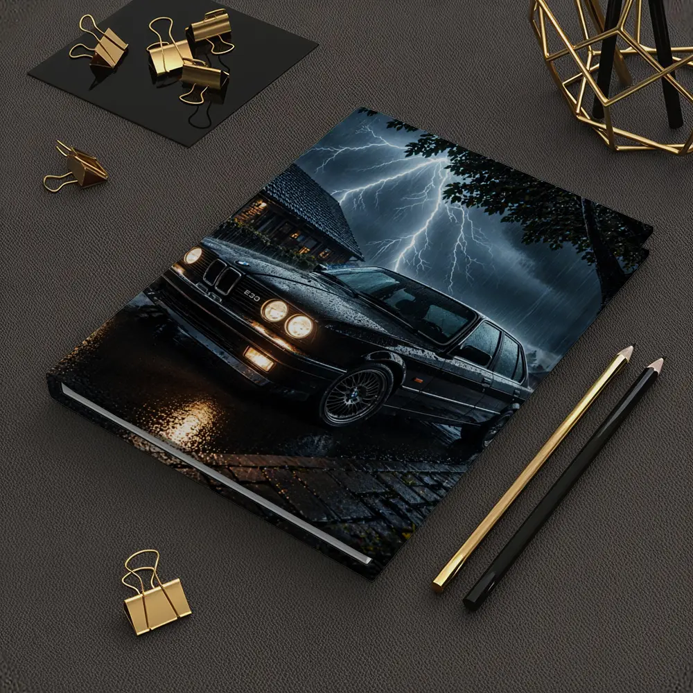 BMW E30 Sedan In Stormy Night Rain – Notebooks