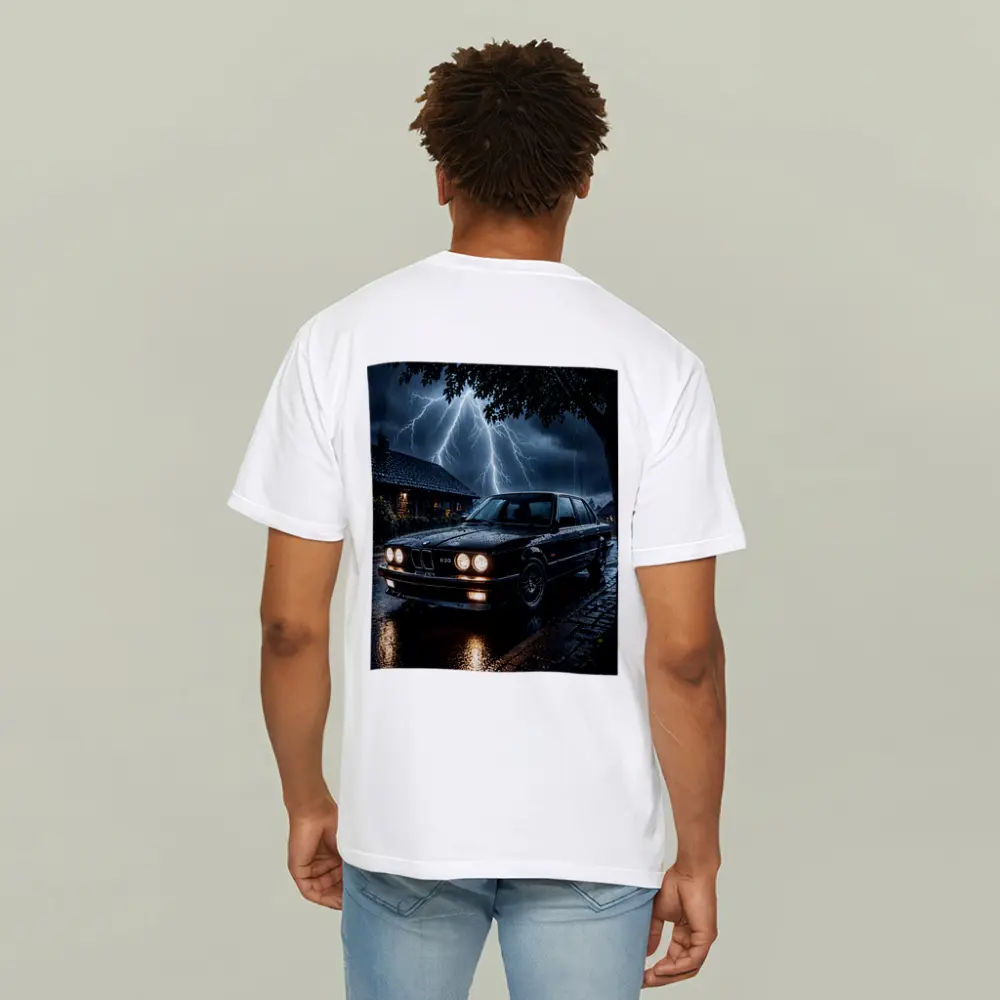 BMW E30 Sedan In Stormy Night Rain – T-Shirts