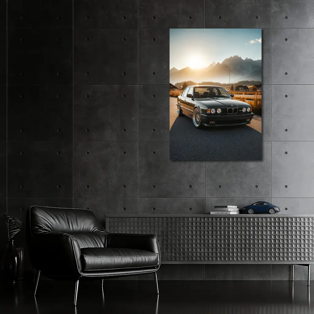 BMW M5 E34 Black Mountain Sunset Road – Wall Art