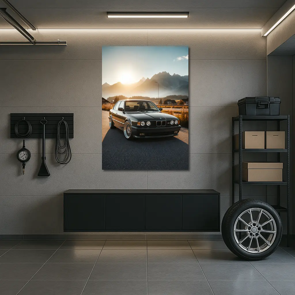 BMW M5 E34 Black Mountain Sunset Road – Wall Art