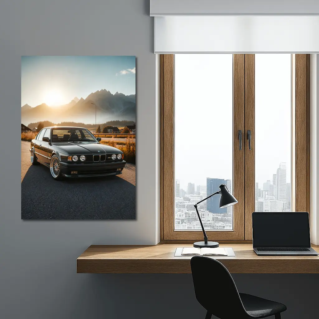 BMW M5 E34 Black Mountain Sunset Road – Wall Art