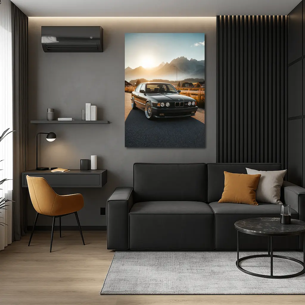BMW M5 E34 Black Mountain Sunset Road – Wall Art
