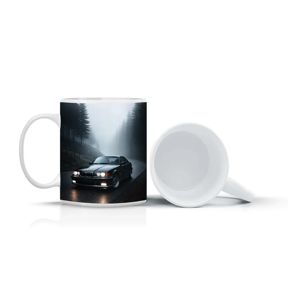BMW E36 M3 Black Foggy Forest Road – Mugs