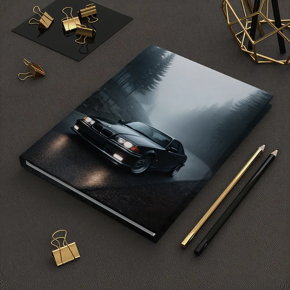 BMW E36 M3 Black Foggy Forest Road – Notebooks