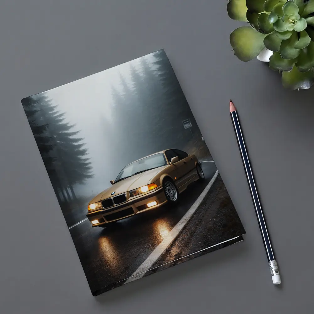 BMW E36 3 Series Foggy Forest Road – Notebooks