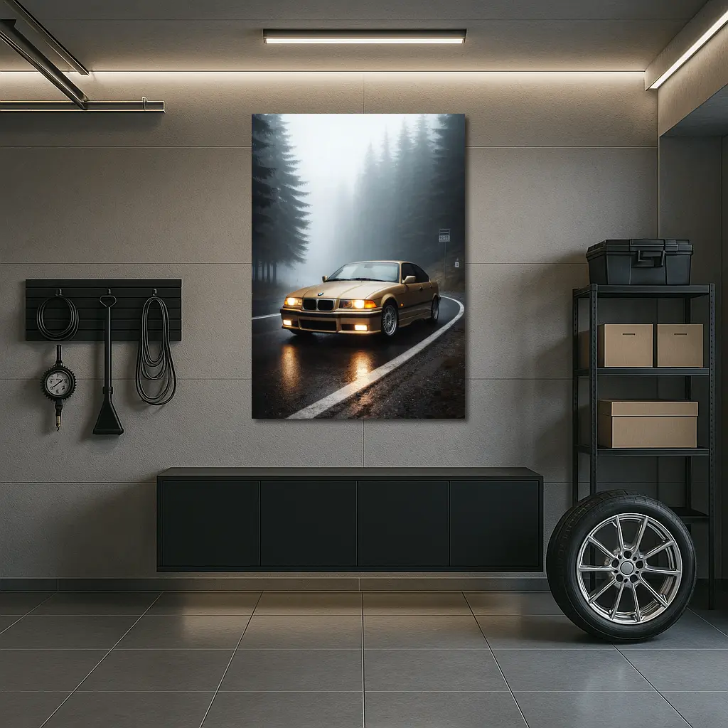 BMW E36 3 Series Foggy Forest Road – Wall Art