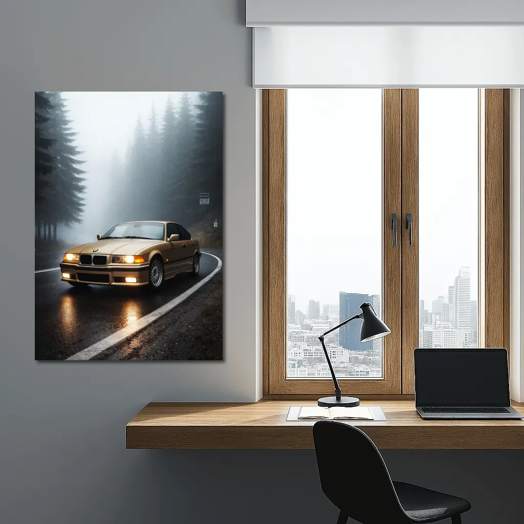 BMW E36 3 Series Foggy Forest Road – Wall Art
