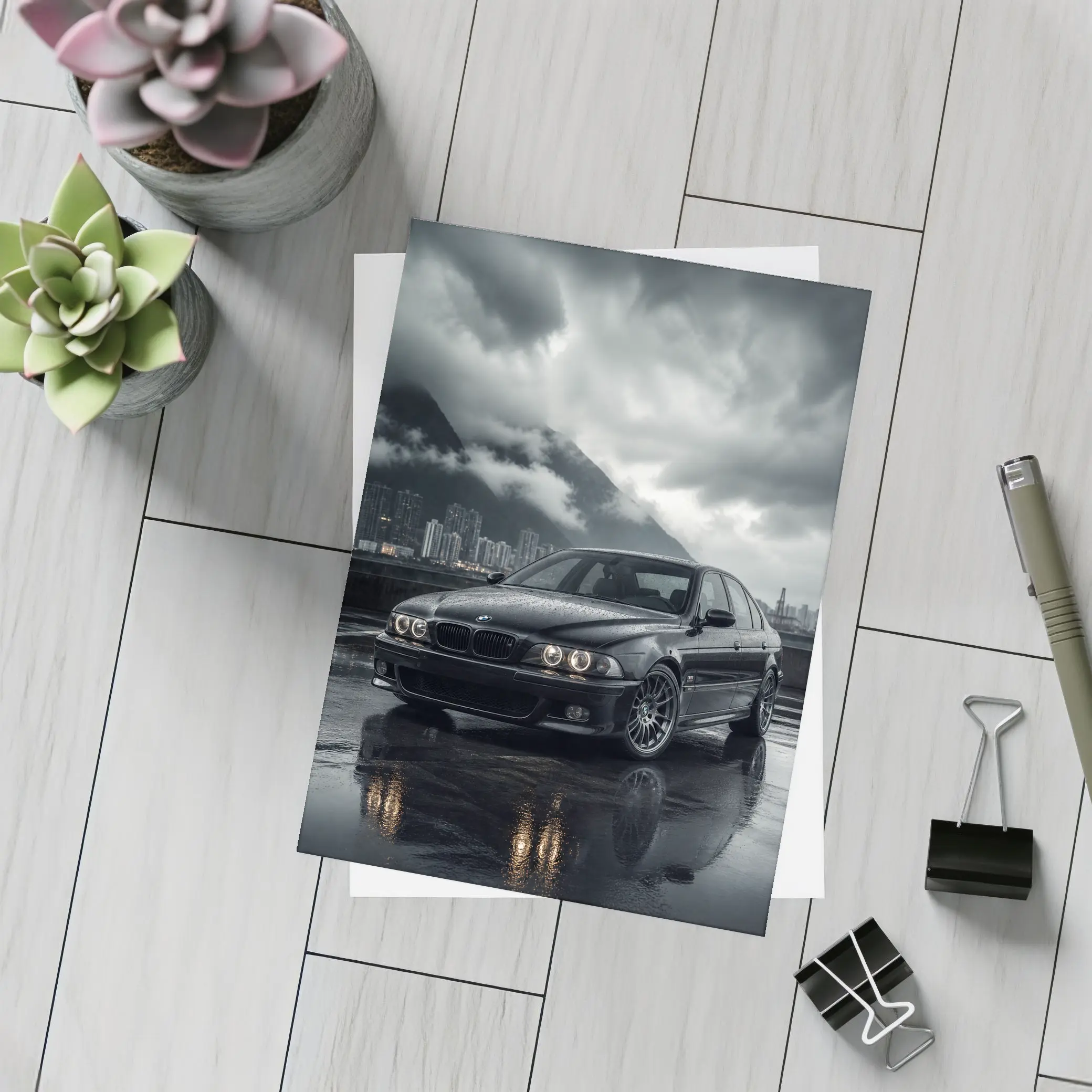 BMW E39 M5 Rainy City Dark Skies – Postcards