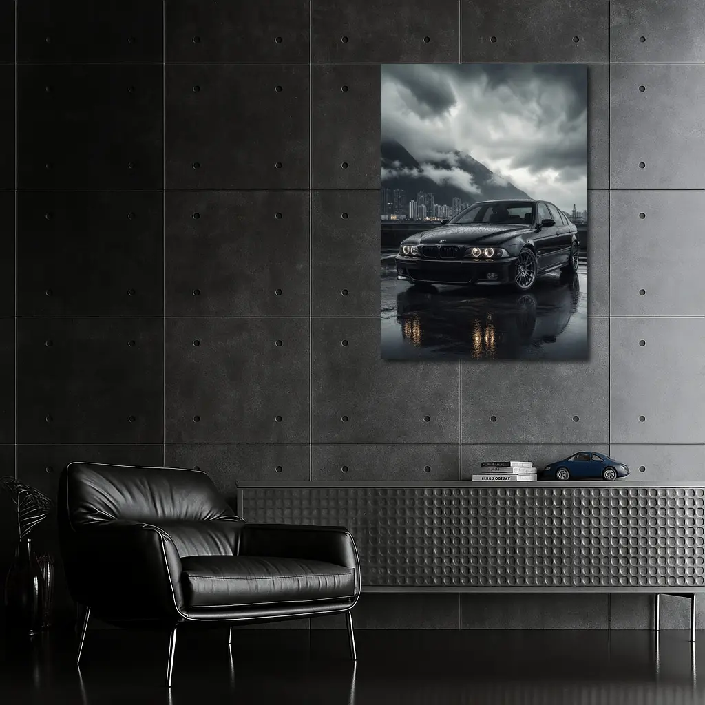 BMW E39 M5 Rainy City Dark Skies – Wall Art