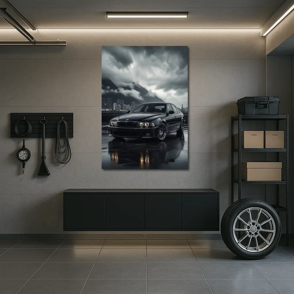 BMW E39 M5 Rainy City Dark Skies – Wall Art