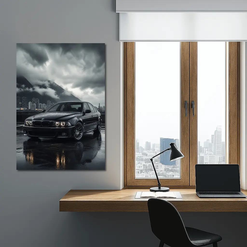 BMW E39 M5 Rainy City Dark Skies – Wall Art