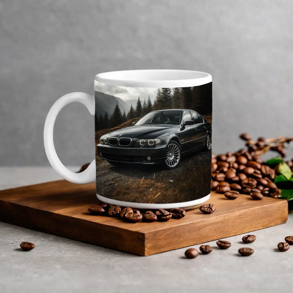 BMW 7 Series Black Sedan Mountain Forest – Mugs