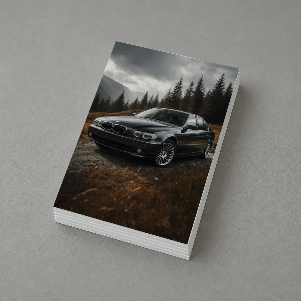 BMW 7 Series Black Sedan Mountain Forest – Postcards