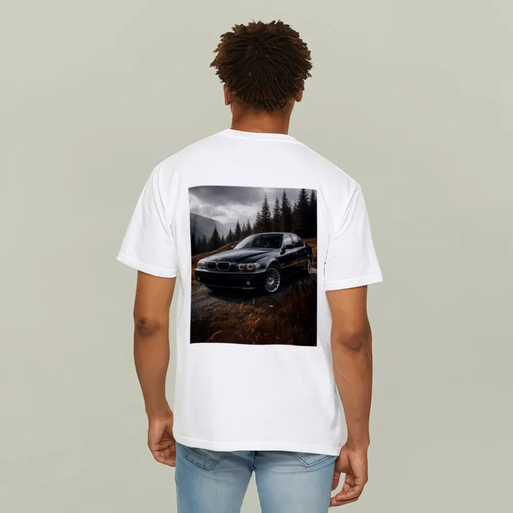 BMW 7 Series Black Sedan Mountain Forest – T-Shirts