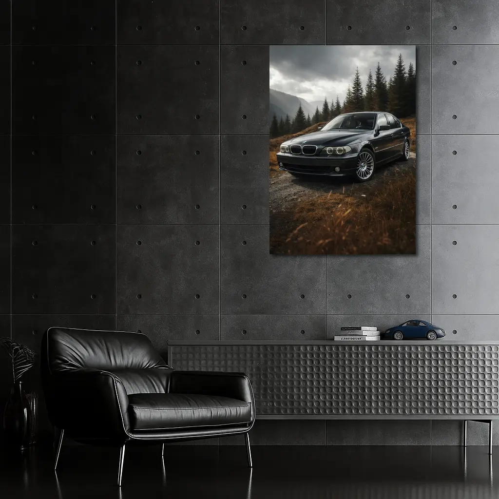 BMW 7 Series Black Sedan Mountain Forest – Wall Art