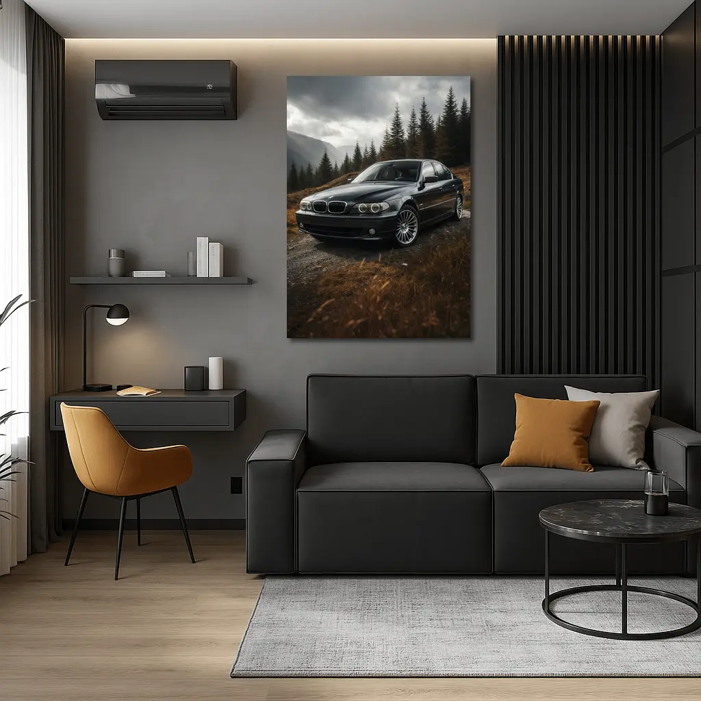 BMW 7 Series Black Sedan Mountain Forest – Wall Art