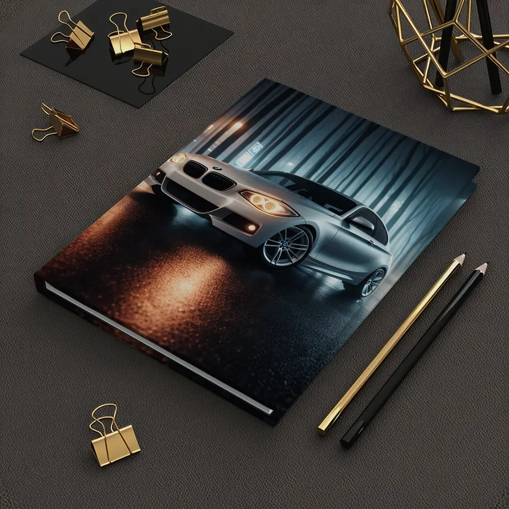 BMW One Series Parked On Misty Night Street – Notebooks