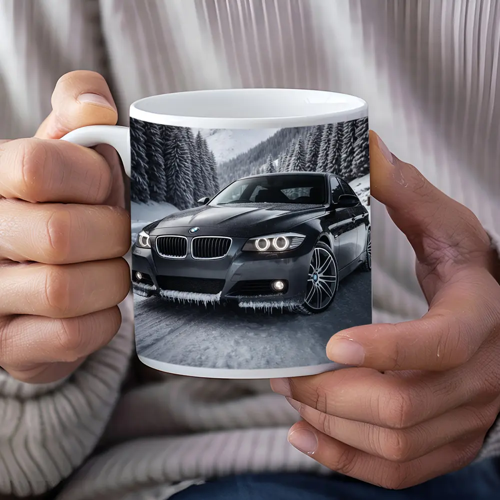 BMW Three Series Sedan Snowy Mountain Road – Mugs