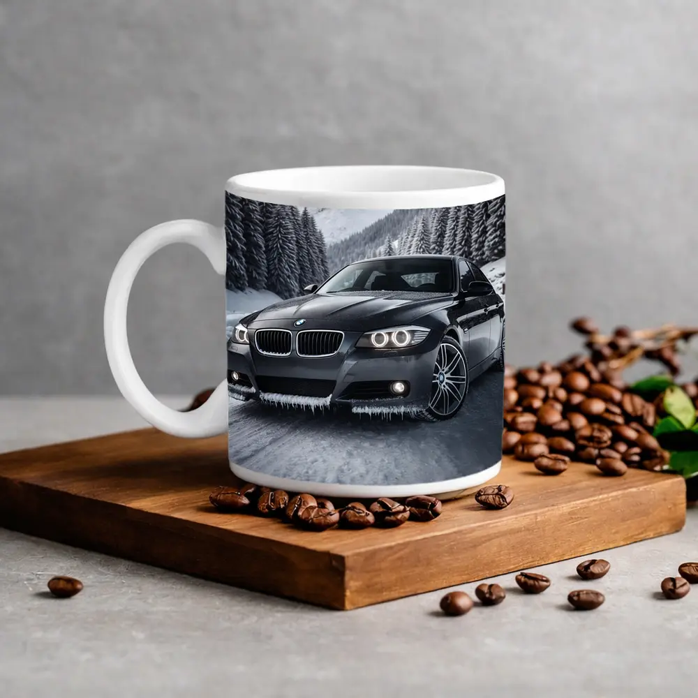 BMW Three Series Sedan Snowy Mountain Road – Mugs