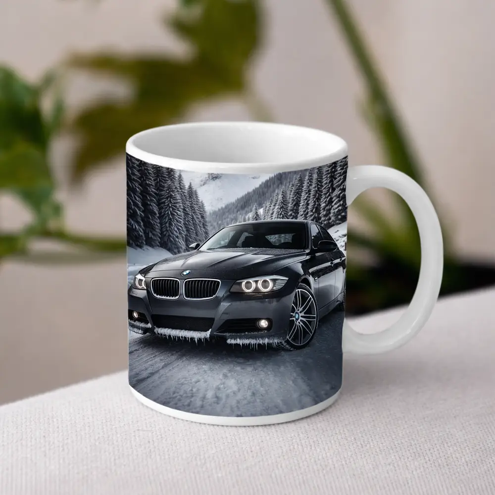 BMW Three Series Sedan Snowy Mountain Road – Mugs