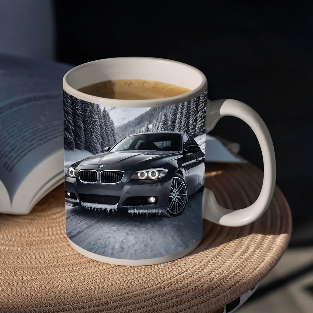 BMW Three Series Sedan Snowy Mountain Road – Mugs