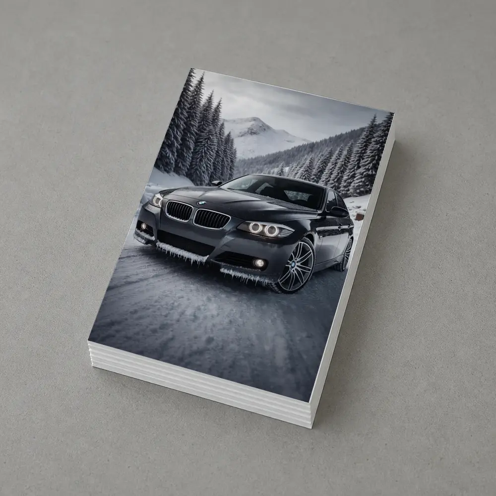 BMW Three Series Sedan Snowy Mountain Road – Postcards
