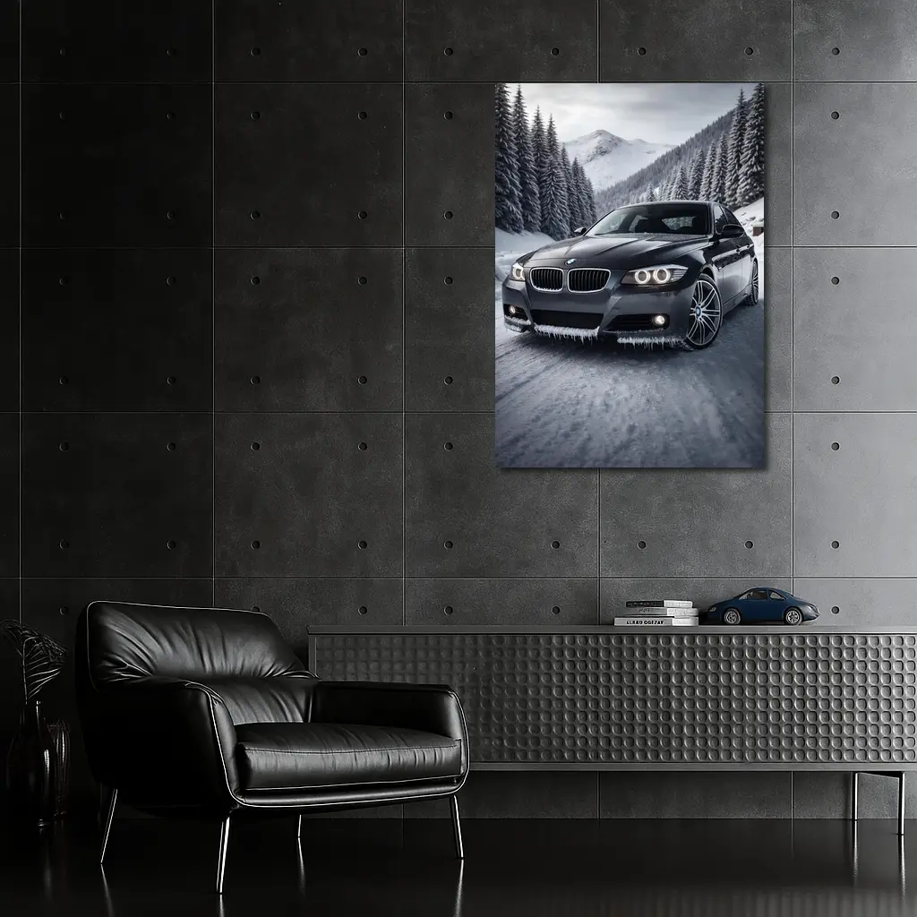 BMW Three Series Sedan Snowy Mountain Road – Wall Art