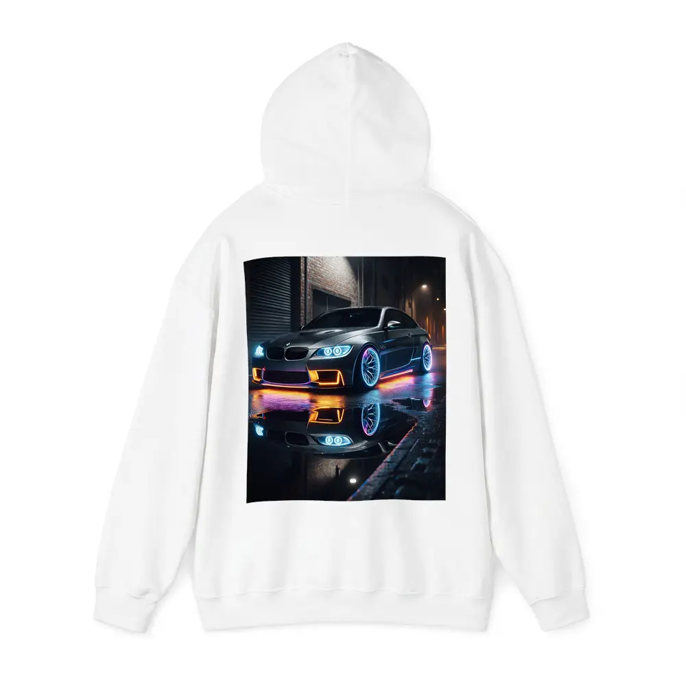 BMW M3 Neon Lights Rainy Night Street – Hoodies