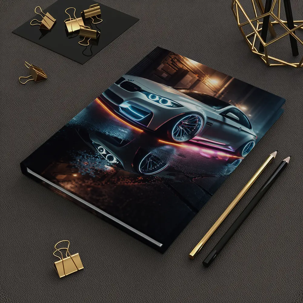 BMW M3 Neon Glow Wet Street Night – Notebooks