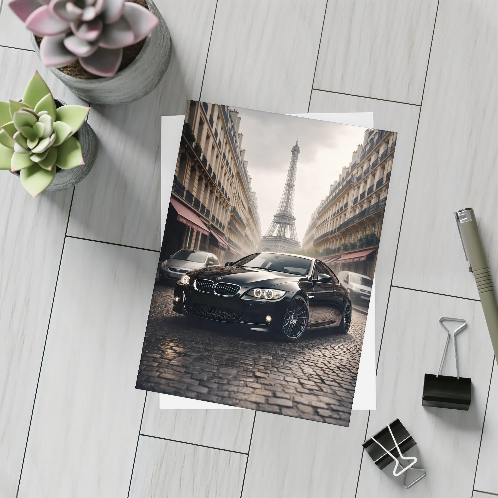 BMW E92 Black Coupe Paris Eiffel Tower – Postcards