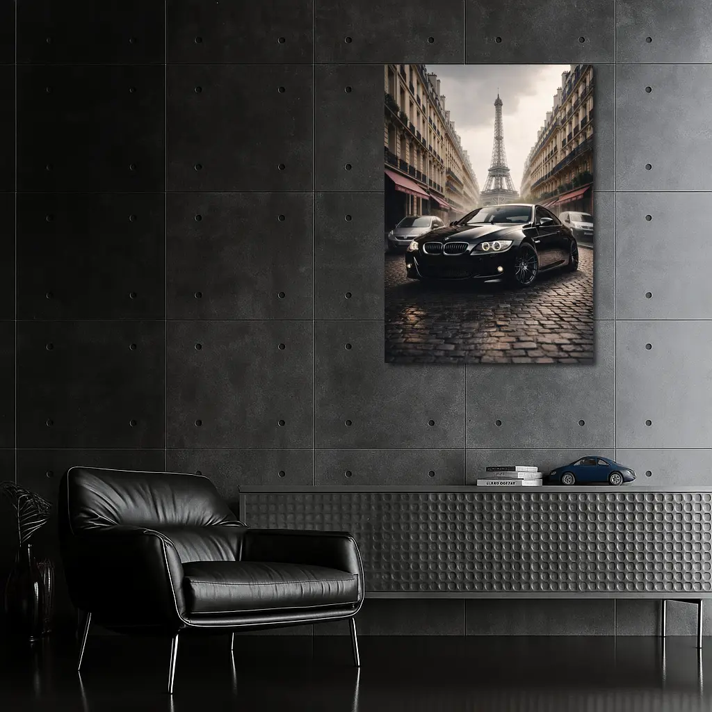 BMW E92 Black Coupe Paris Eiffel Tower – Wall Art