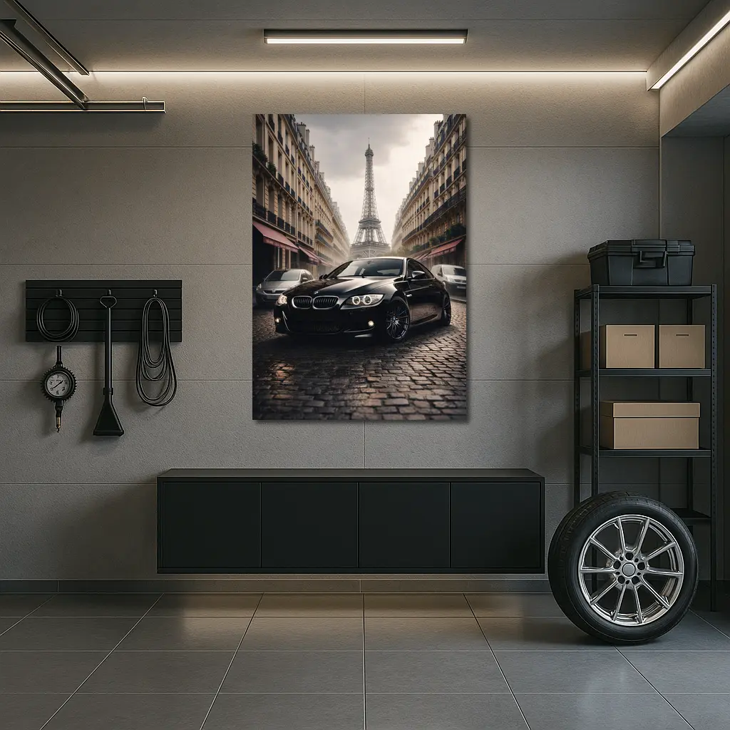 BMW E92 Black Coupe Paris Eiffel Tower – Wall Art