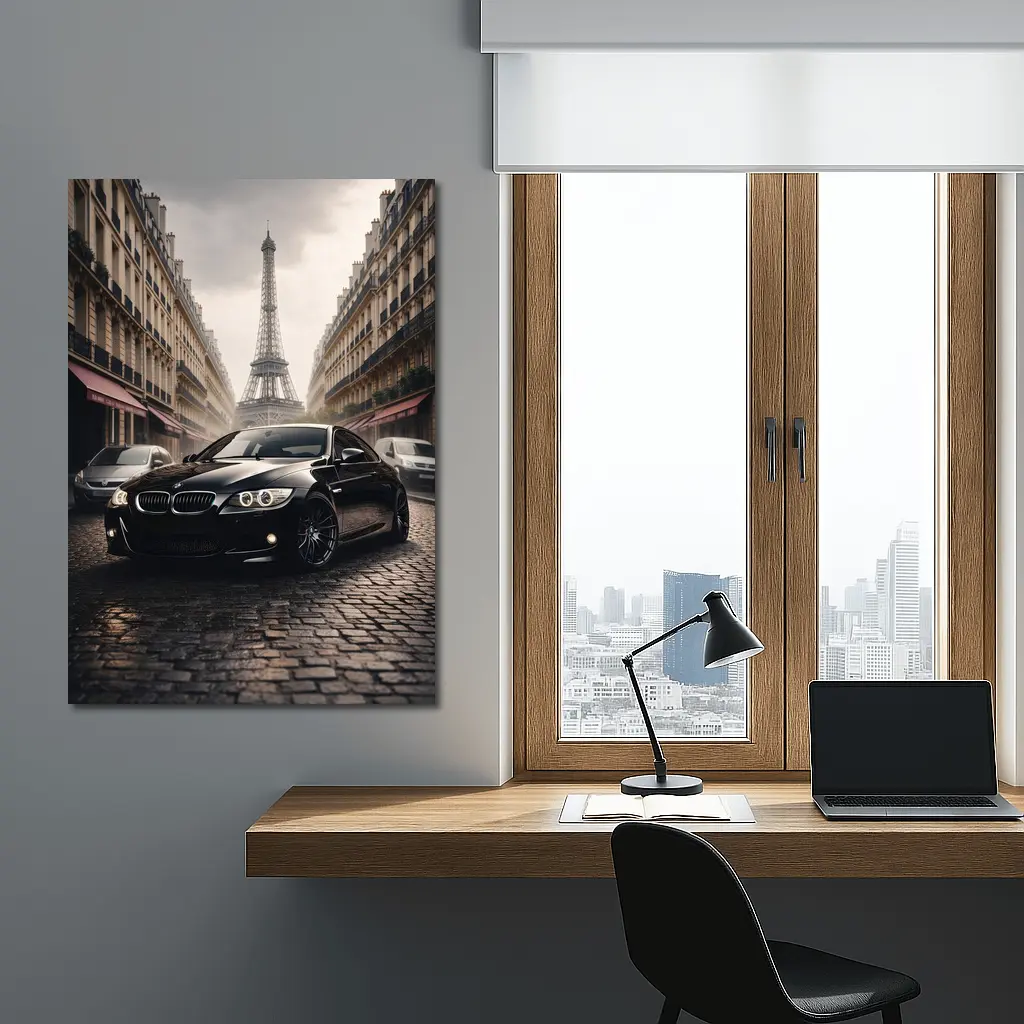BMW E92 Black Coupe Paris Eiffel Tower – Wall Art