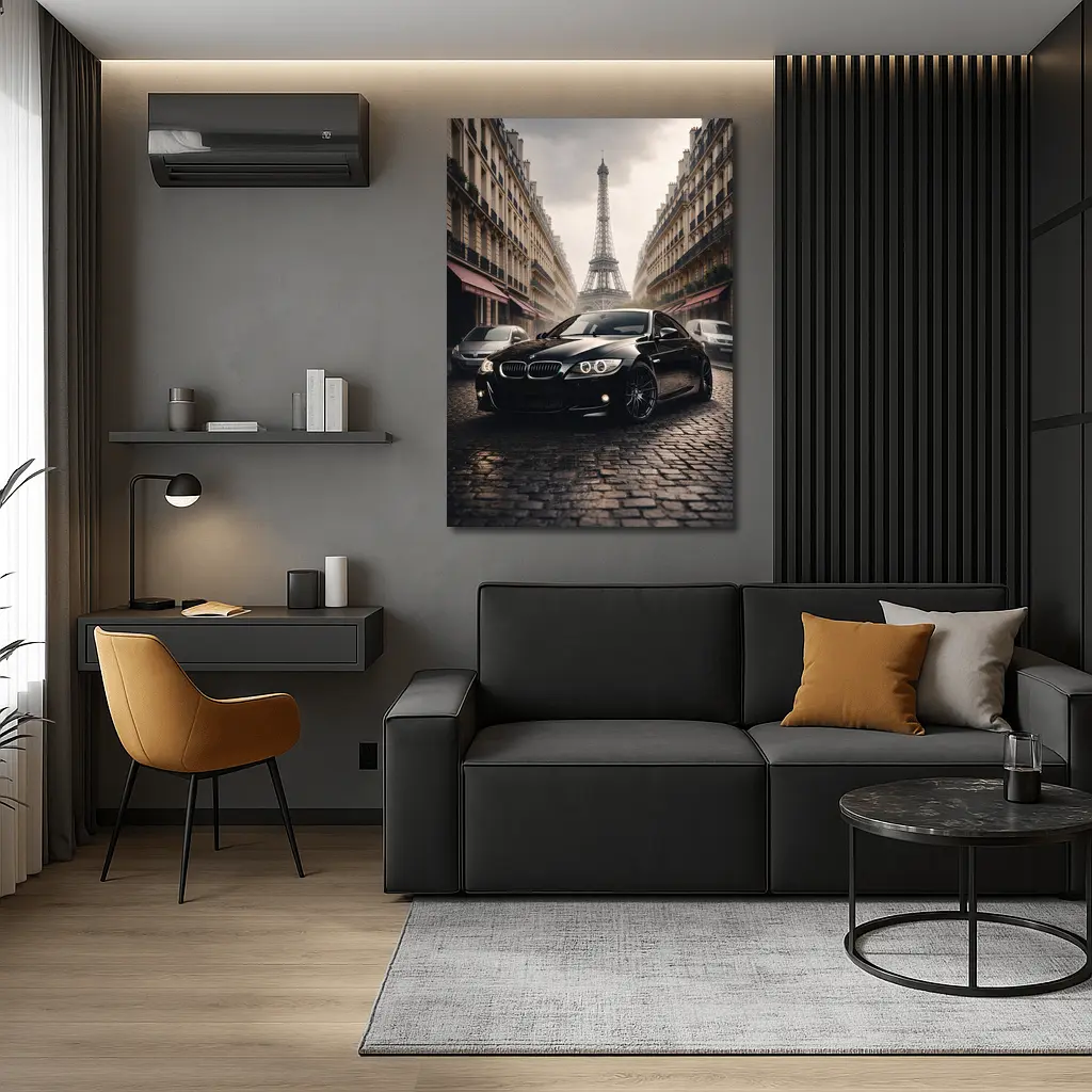 BMW E92 Black Coupe Paris Eiffel Tower – Wall Art
