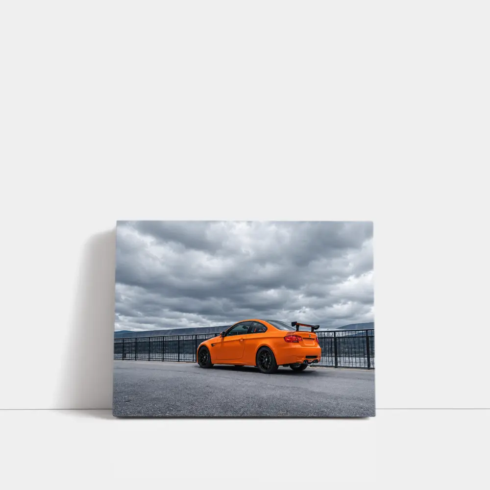 BMW M3 GTS Orange Coupe Cloudy Sky – Wall Art