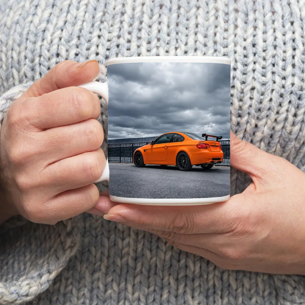 BMW M3 GTS Orange Coupe Cloudy Sky – Mugs