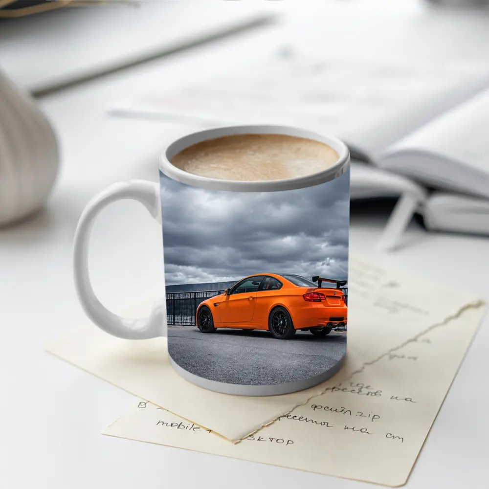 BMW M3 GTS Orange Coupe Cloudy Sky – Mugs