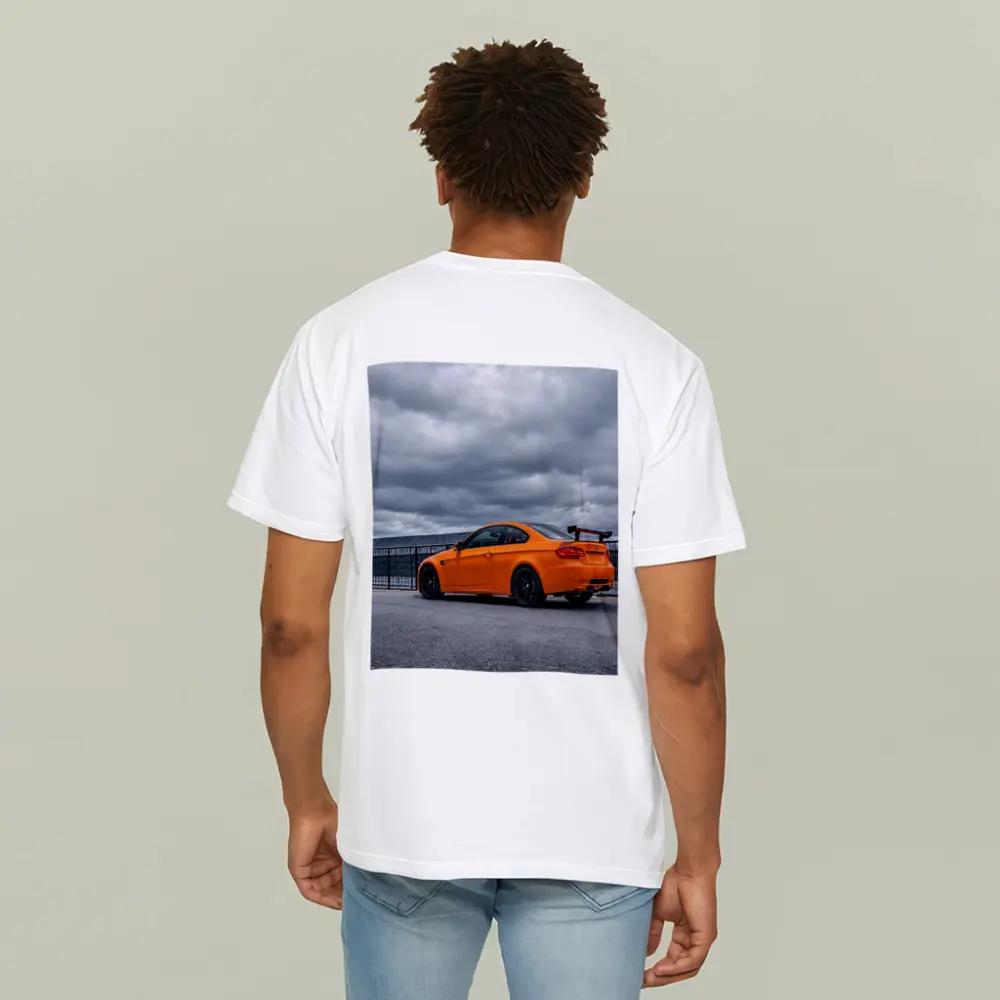 BMW M3 GTS Orange Coupe Cloudy Sky – T-Shirts