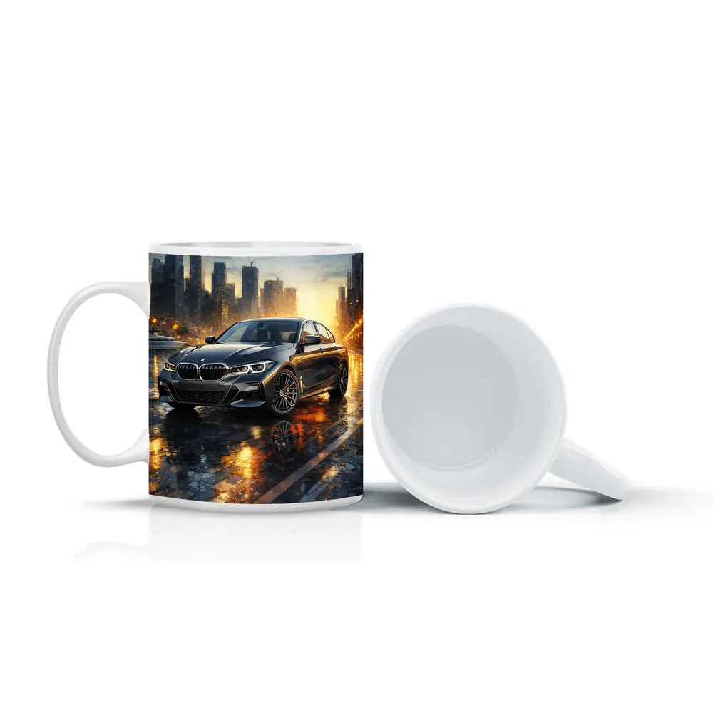 BMW 3 Series Sedan Rainy City Night – Mugs