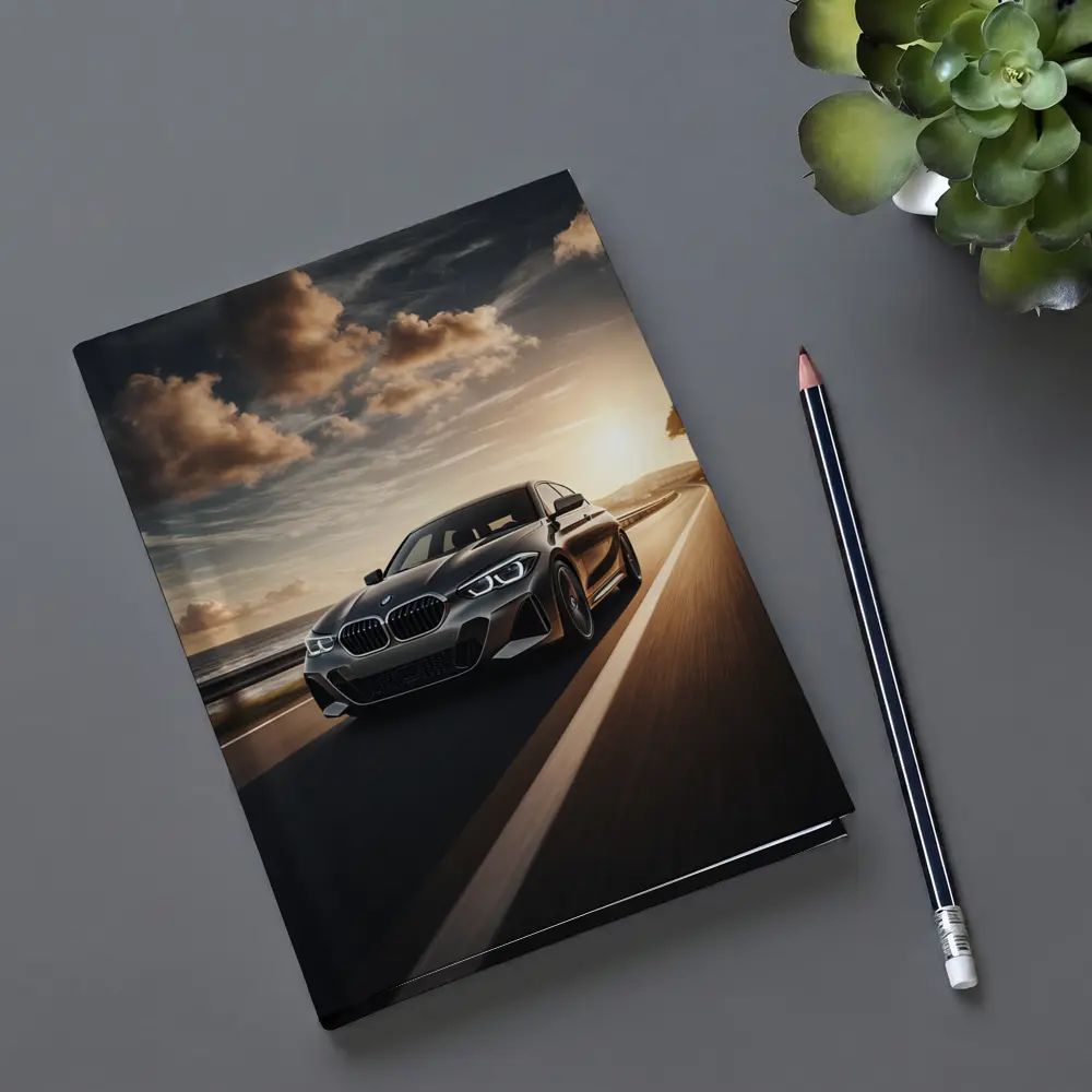 BMW One Series Driving Coastal Road Sunset – Notebooks