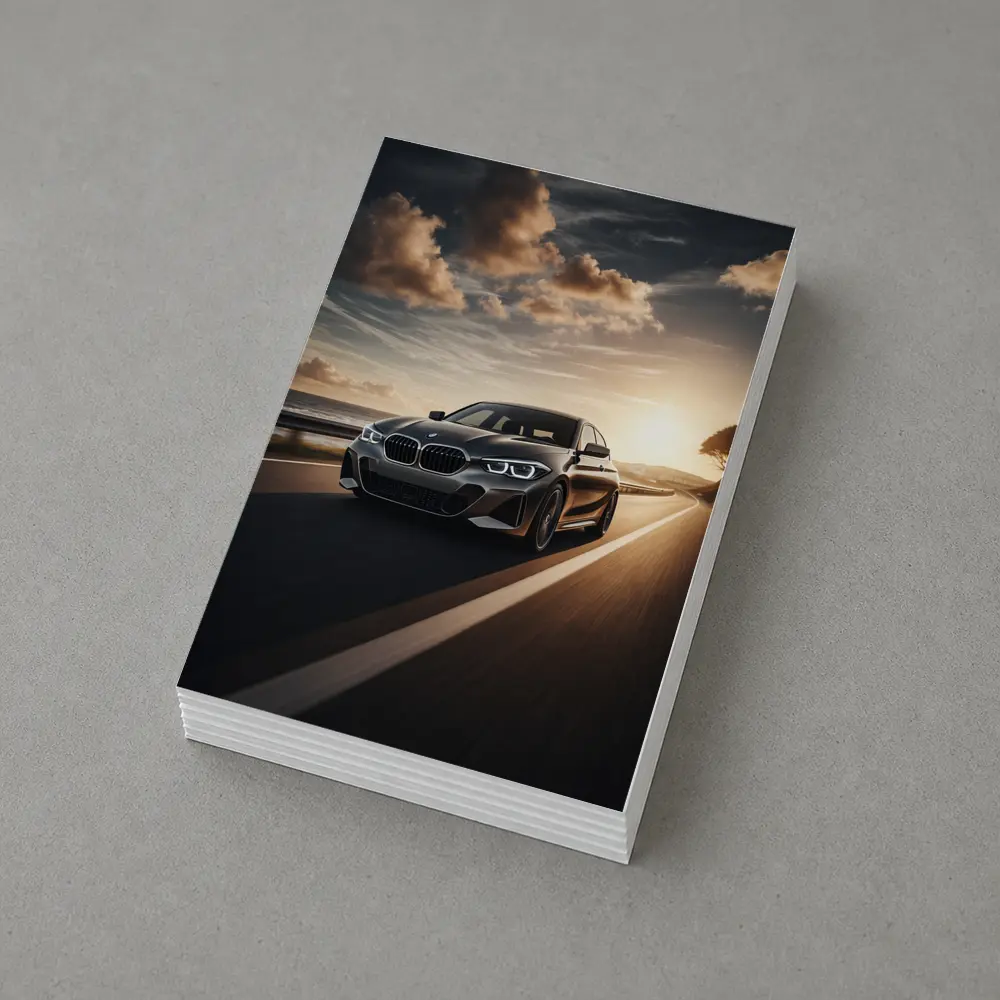 BMW One Series Driving Coastal Road Sunset – Postcards
