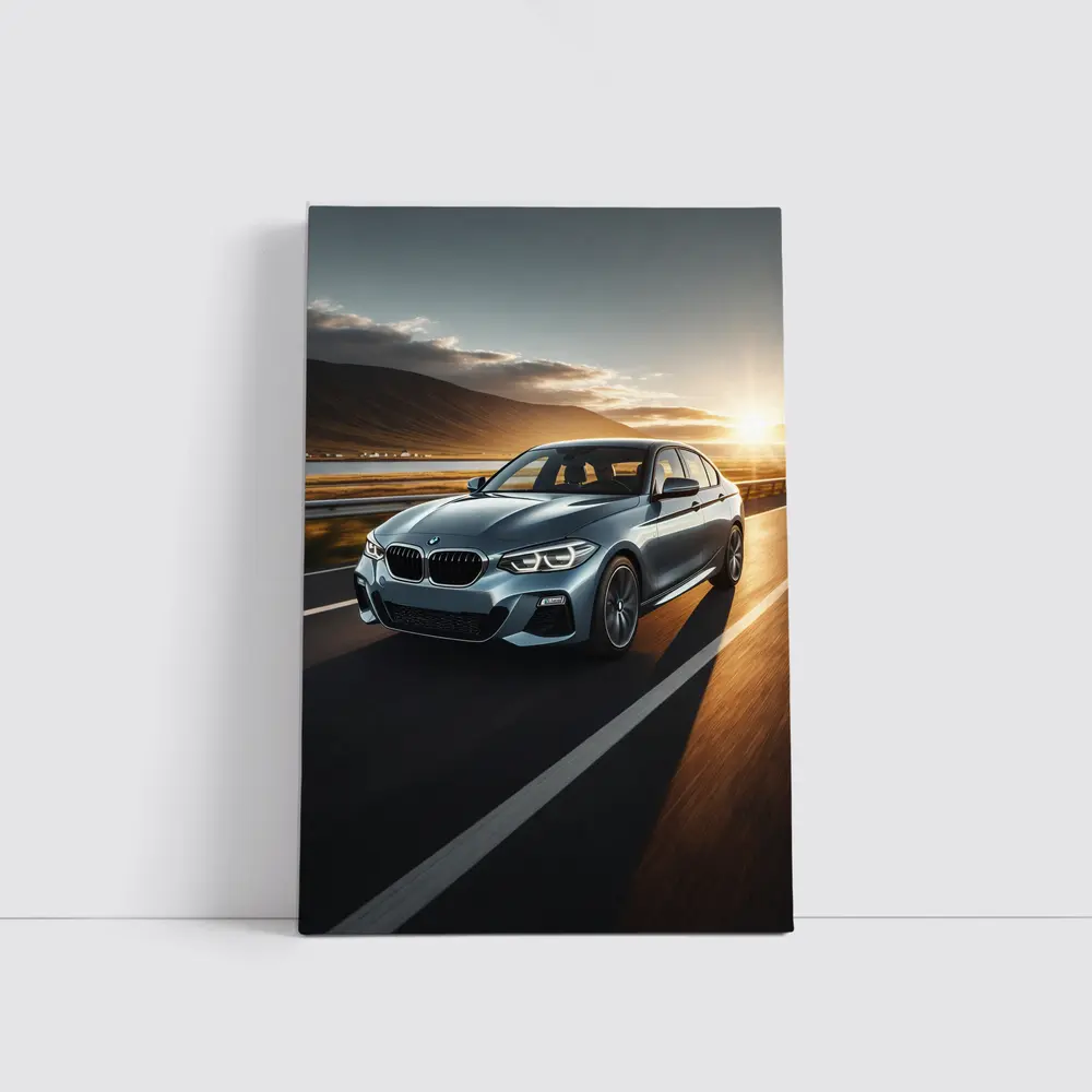 BMW 1 Series Driving at Golden Sunset – Wall Art