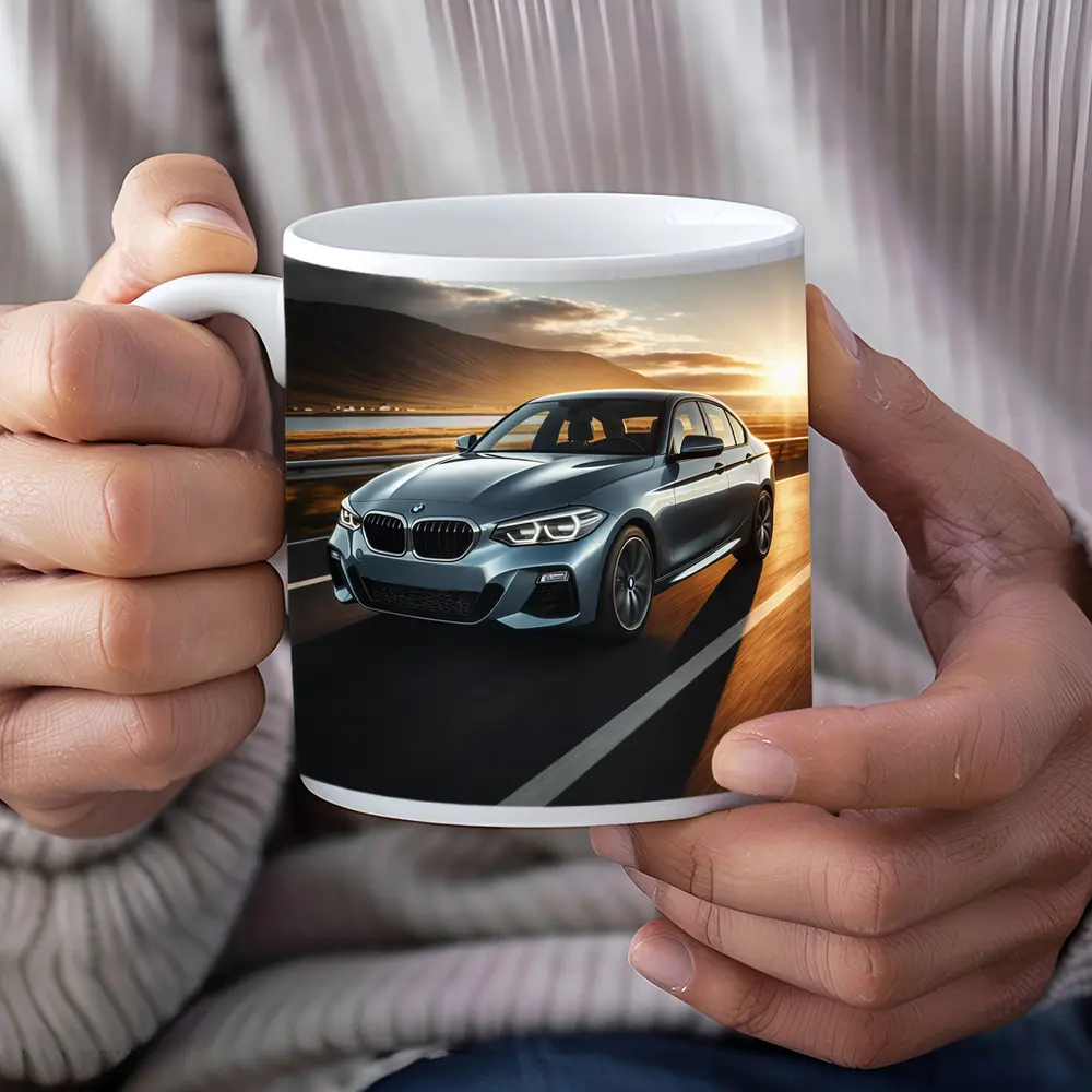 BMW 1 Series Driving at Golden Sunset – Mugs