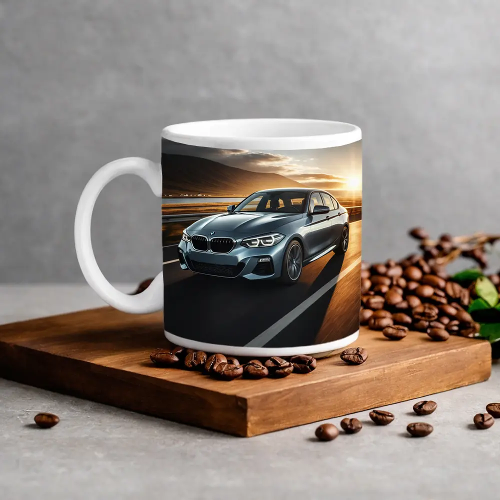 BMW 1 Series Driving at Golden Sunset – Mugs