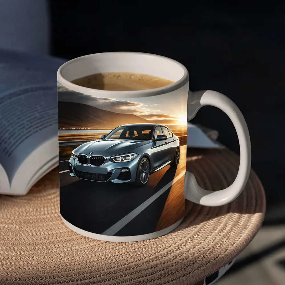 BMW 1 Series Driving at Golden Sunset – Mugs